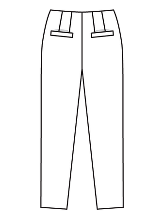 Технический рисунок брюк без пояса вид сзади