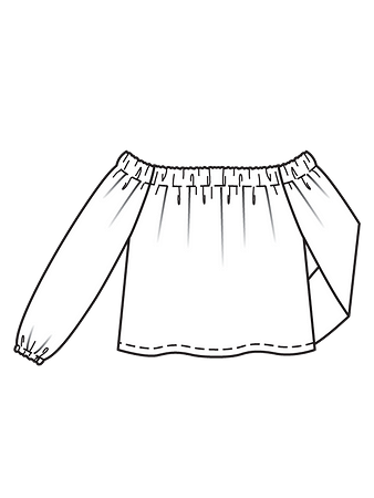 Технический рисунок блузки с вырезом кармен спинка