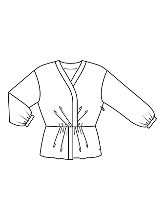 Технический рисунок блузки с асимметричной застёжкой