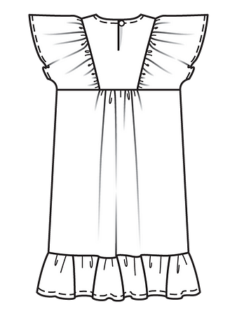 Технический рисунок платья для девочки спинка