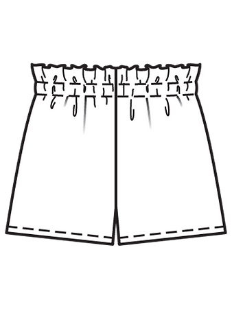 Технический рисунок шорт на эластичном поясе вид сзади