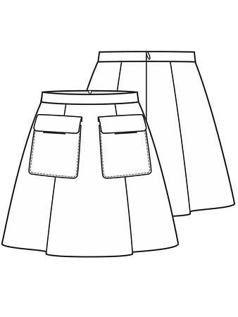 Технический рисунок юбки-трапеции