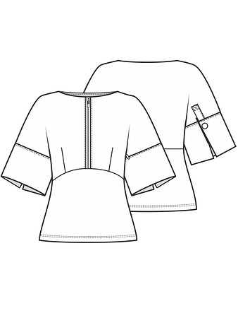 Технический рисунок блузки с манжетами размера XL