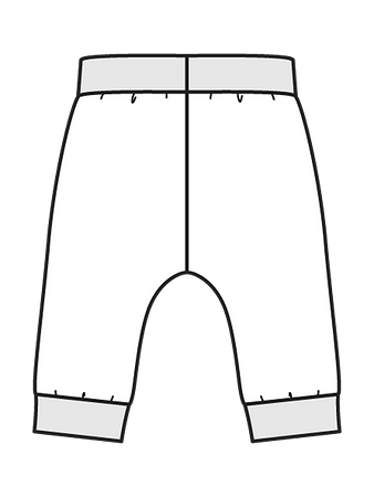 Технический рисунок трикотажных штанишек вид сзади