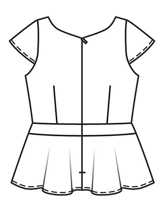 Технический рисунок топа-блузки спинка