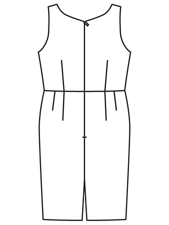 Технический рисунок платья-футляр спинка