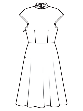 Технический рисунок приталенного платья спинка