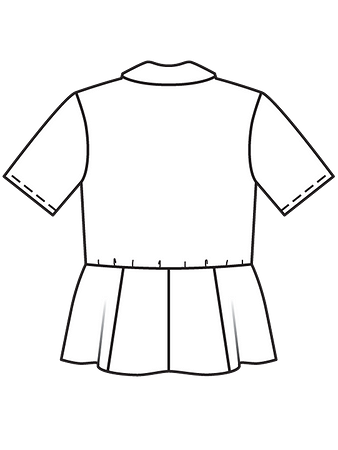 Технический рисунок блузки с баской спинка