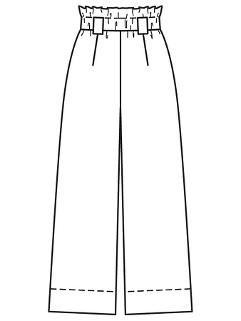 Технический рисунок брюк с высокой талией виз сзади