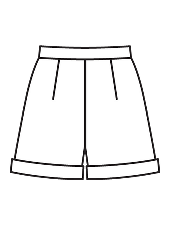 Технический рисунок шорт в мужском стиле вид сзади