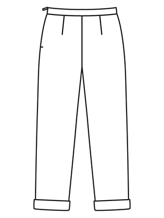 Технический рисунок брюк зауженного кроя вид сзади
