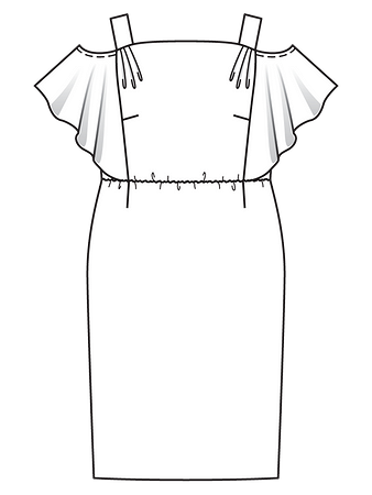 Технический рисунок платья с широкими бретелями