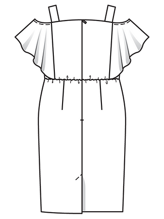 Технический рисунок платья с широкими бретелями спинка