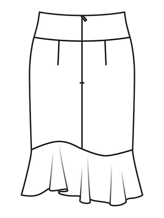 Технический рисунок юбки-карандаш вид сзади