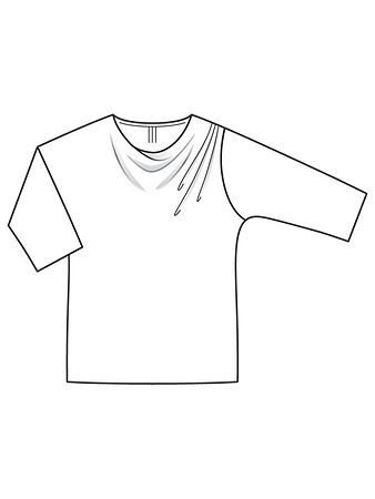 Технический рисунок блузки с вырезом «качели» 