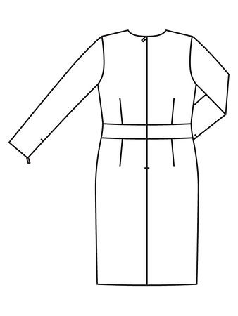 Технический рисунок платья с драпировками спинка