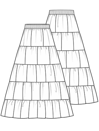 Технический рисунок юбки в стиле пэчворк