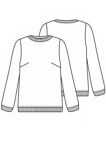 Технический рисунок пуловера прямого силуэта