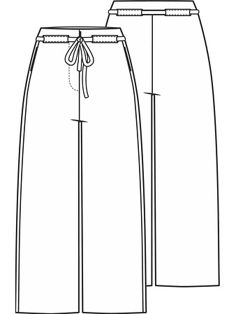 Технический рисунок брюк с широкими шлевками
