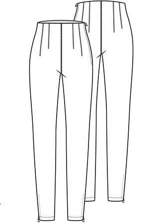 Технический рисунок брюк с завышенной талией
