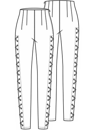 Технический рисунок брюк со шнуровкой