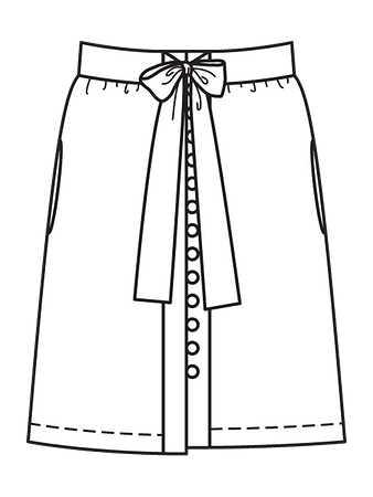 Технический рисунок юбки с бантом