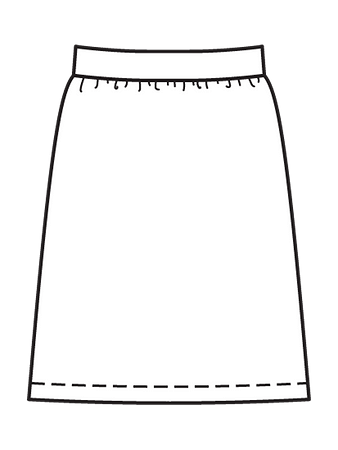 Технический рисунок юбки с бантом вид сзади