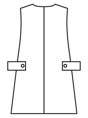 Технический рисунок жилета с разрезами спинка