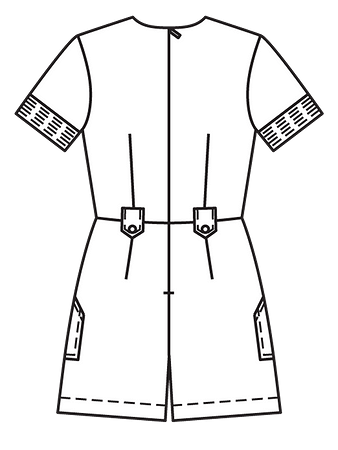 Технический рисунок короткого комбинезона вид сзади