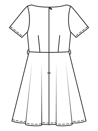 Технический рисунок платья с вырезом-лодочкой спинка