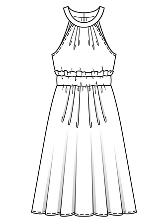 Технический рисунок платья с американской проймой
