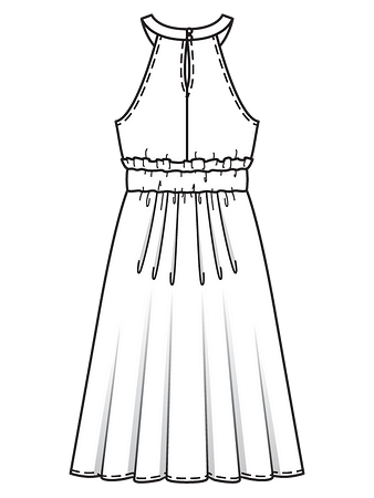 Технический рисунок платья с американской проймой спинка