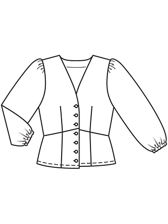Технический рисунок  блузки в крестьянском стиле