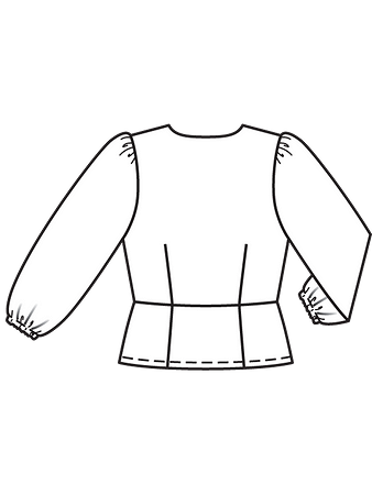 Технический рисунок  блузки в крестьянском стиле спинка