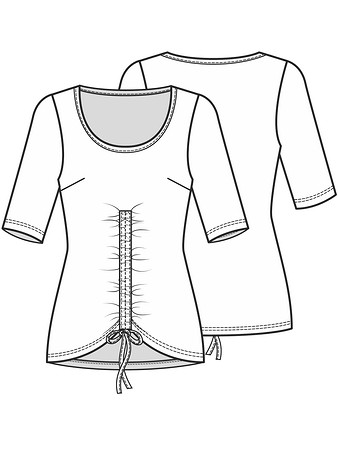 Технический рисунок блузки прилегающего силуэта