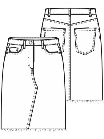 Технический рисунок джинсовой юбки
