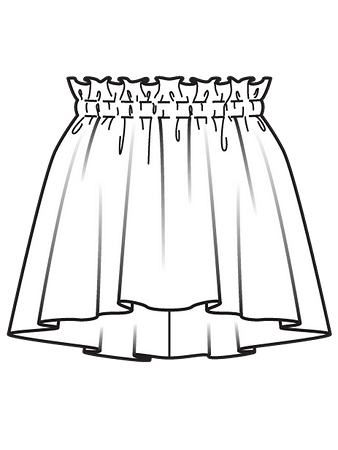 Технический рисунок асимметричной юбки