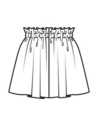 Технический рисунок асимметричной юбки вид сзади