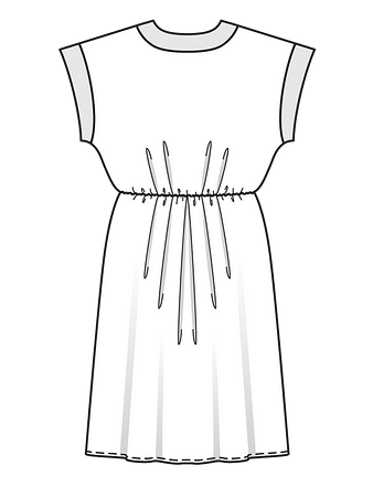 Технический рисунок платья с цельнокроеными рукавами спинка