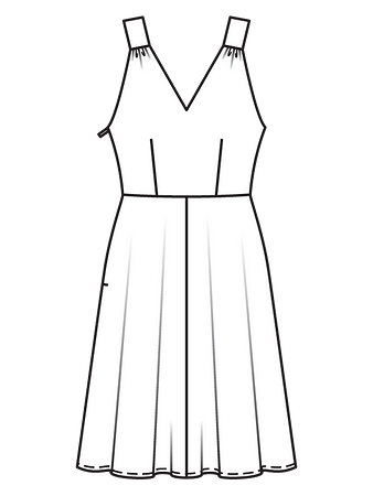 Технический рисунок платья-сарафана спинка