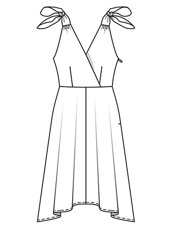 Технический рисунок платья-сарафана с завязывающимися бретелями