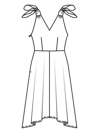 Технический рисунок платья-сарафана с завязывающимися бретелями спинка