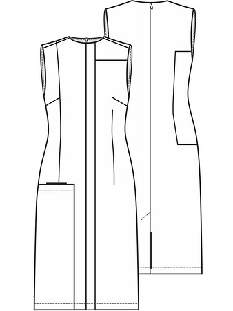 Технический рисунок платья с накладным карманом мегаформата