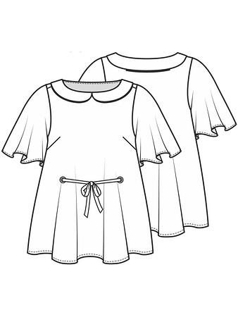 Технический рисунок блузки с воротником «Питер Пэн»