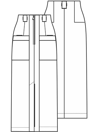 Технический рисунок юбки в формате миди