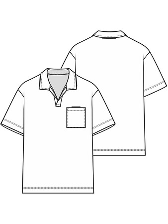 Технический рисунок мужской рубашки поло