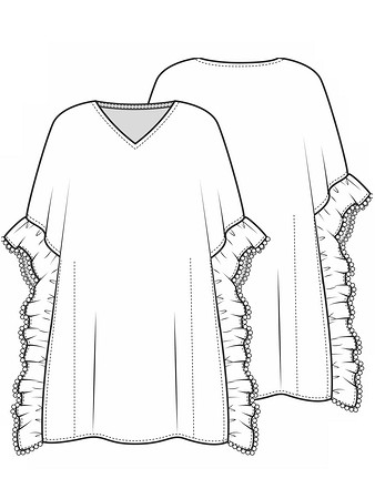 Технический рисунок платья-пончо