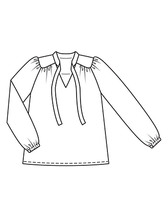 Технический рисунок расклешенной блузки