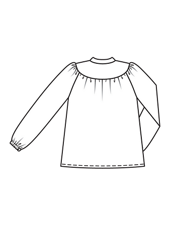 Технический рисунок расклешенной блузки спинка