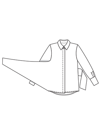 Технический рисунок блузки эффектного кроя
